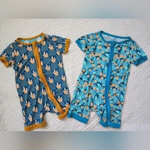 Kids One-Piece Swimsuit in Teal and Mustard - 2-Pack